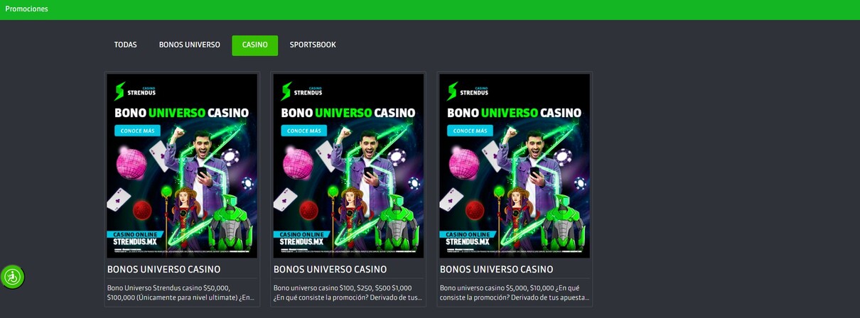 Bonos de bienvenida Casino Strendus Mexico pc